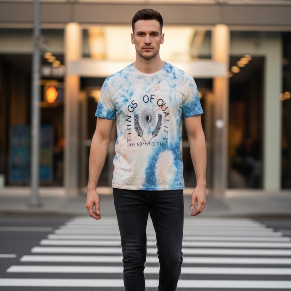 NWT JOE’S Jeans Unisex Blue Tie Dye Graphic Trash Tee Shirt - Size Medium